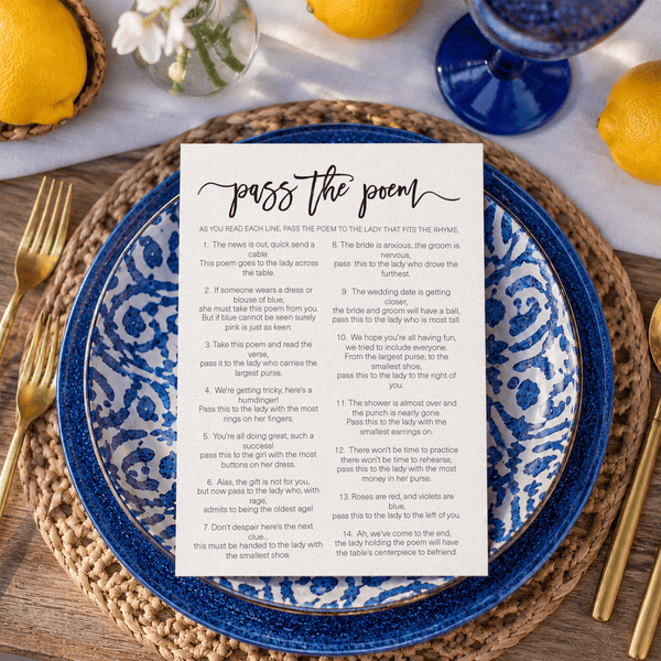 Pass The Poem Bridal Shower Game