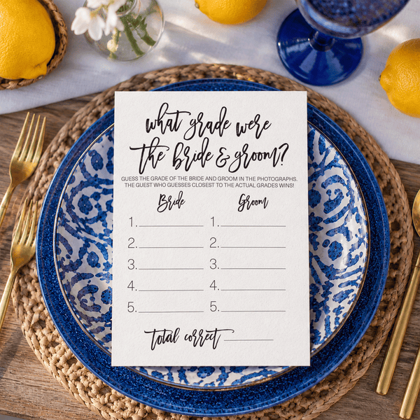 What Grade Were They Bridal Shower Game