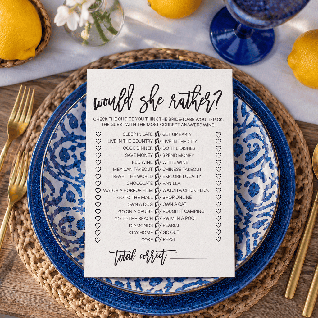 Would She Rather Bridal Shower Game
