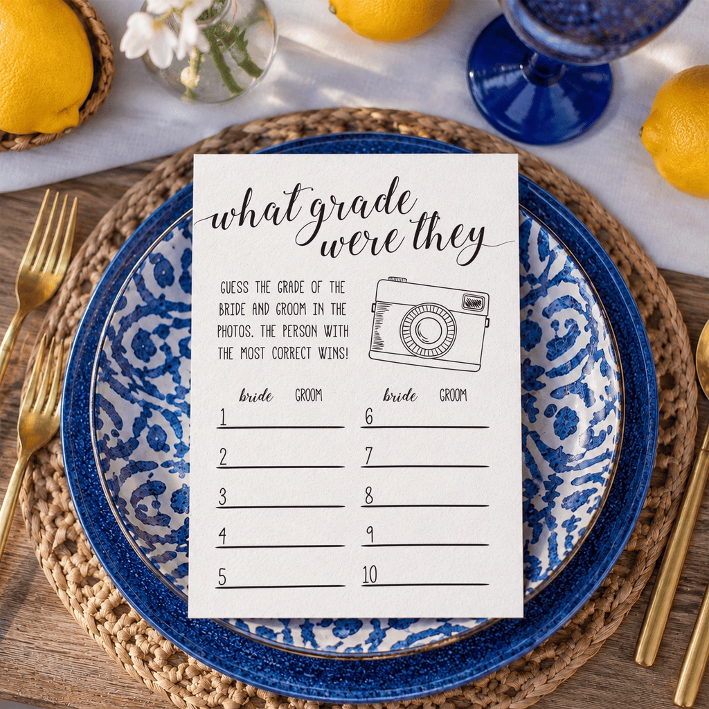 What Grade Were They Bridal Shower Game