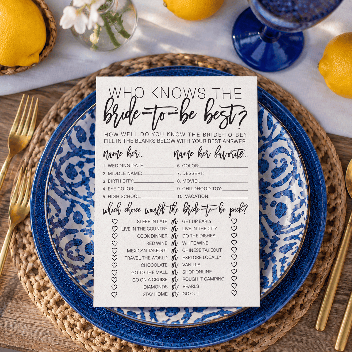 Who Knows The Bride-To-Be Best Bridal Shower Game