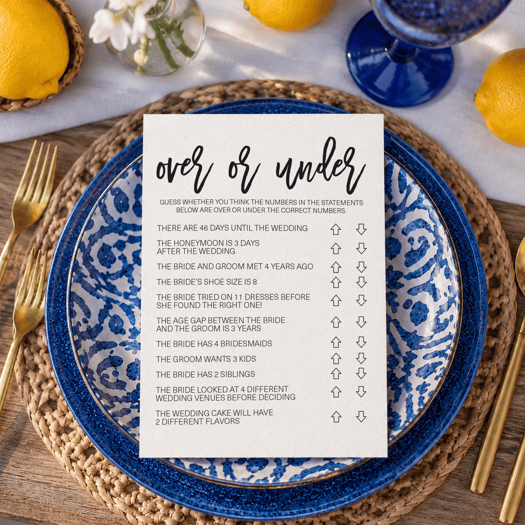 Over or Under Bridal Shower Game