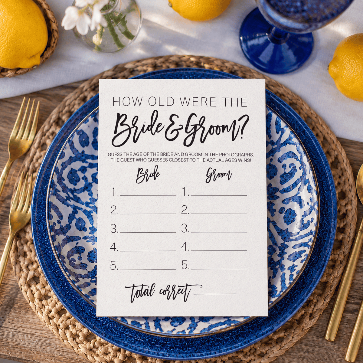 How Old Were The Bride And Groom Bridal Shower Game