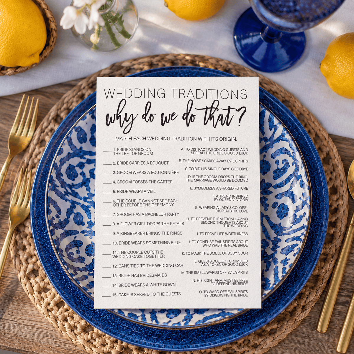 Wedding Traditions Bridal Shower Game