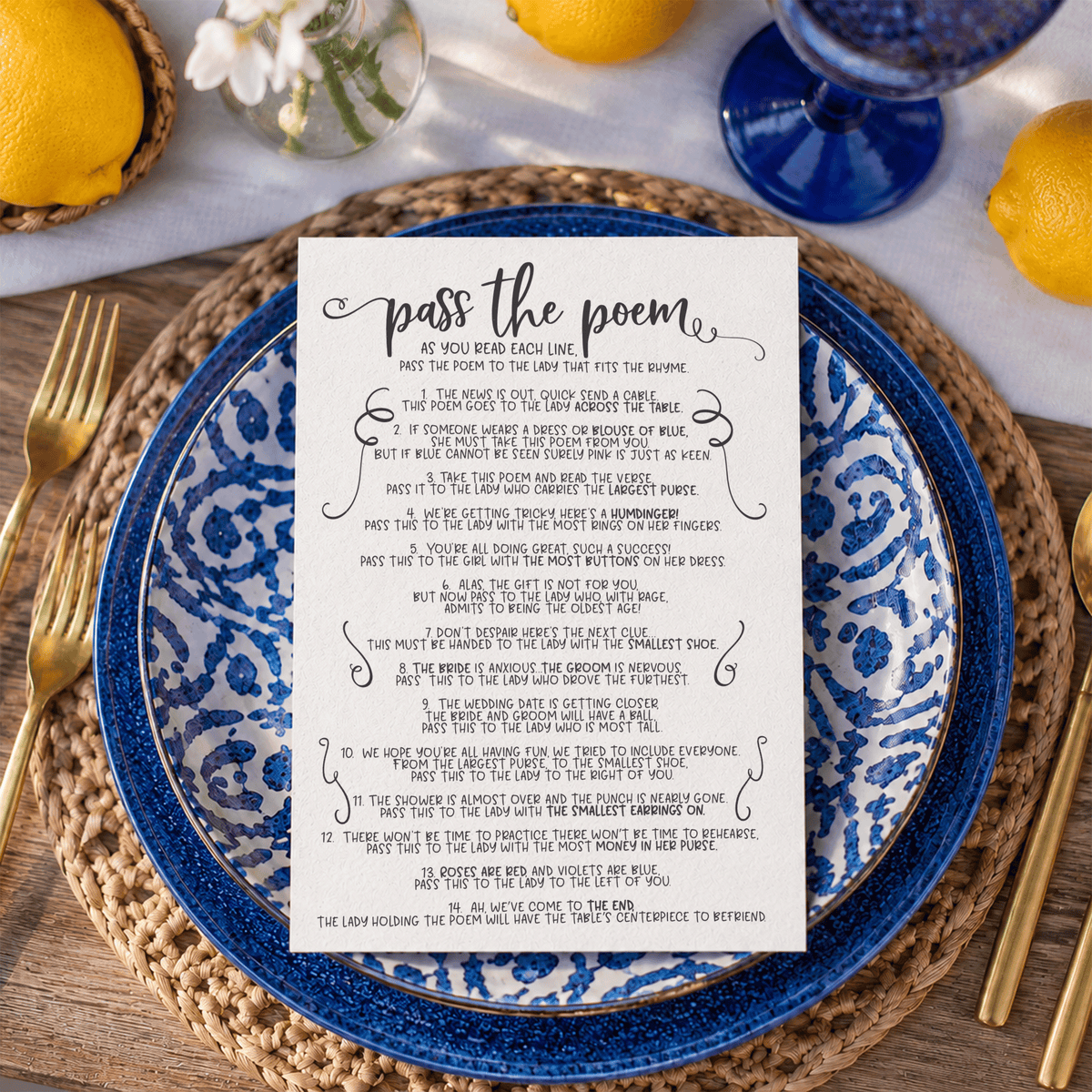 Pass The Poem Bridal Shower Game