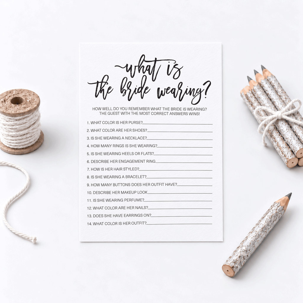 What Is The Bride Wearing Bridal Shower Game