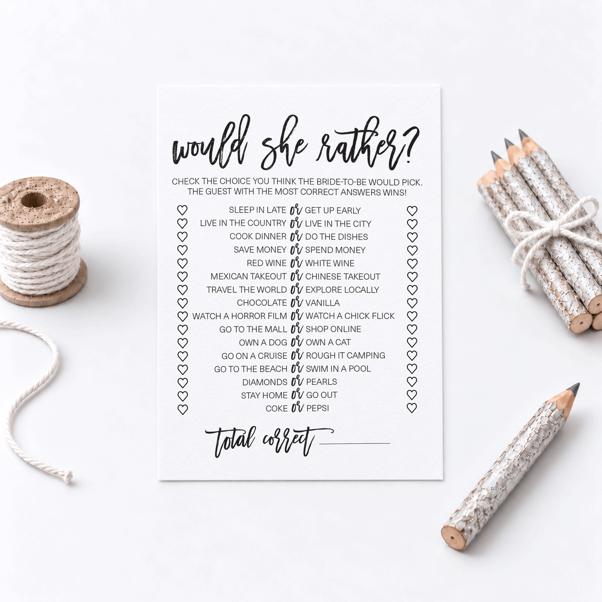 Would She Rather Bridal Shower Game