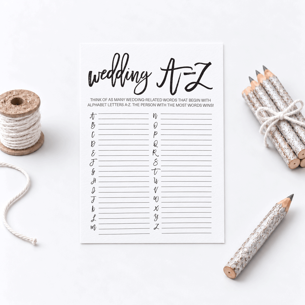 Wedding A-Z Bridal Shower Game