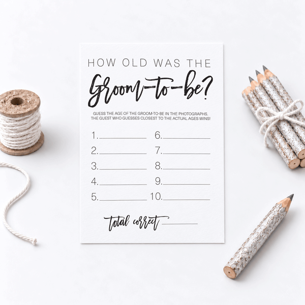 How Old was the Groom-to-be Bridal Shower Game