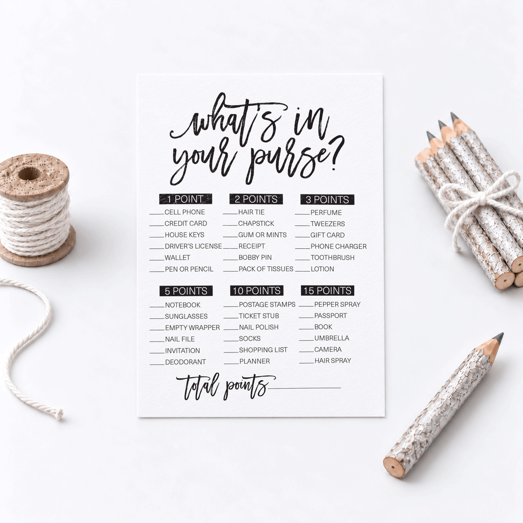 What's In Your Purse Bridal Shower Game