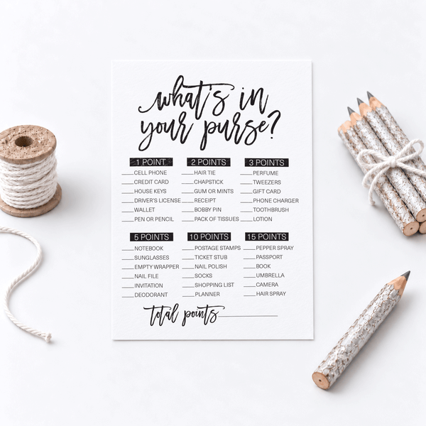 What's In Your Purse Bridal Shower Game