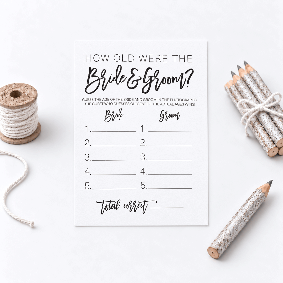 How Old Were The Bride And Groom Bridal Shower Game