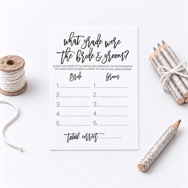 What Grade Were They Bridal Shower Game