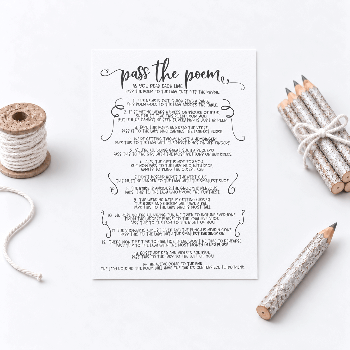 Pass The Poem Bridal Shower Game