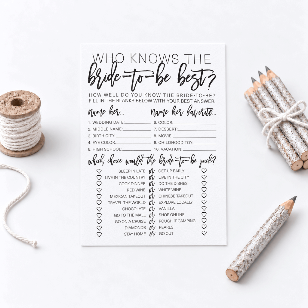 Who Knows The Bride-To-Be Best Bridal Shower Game