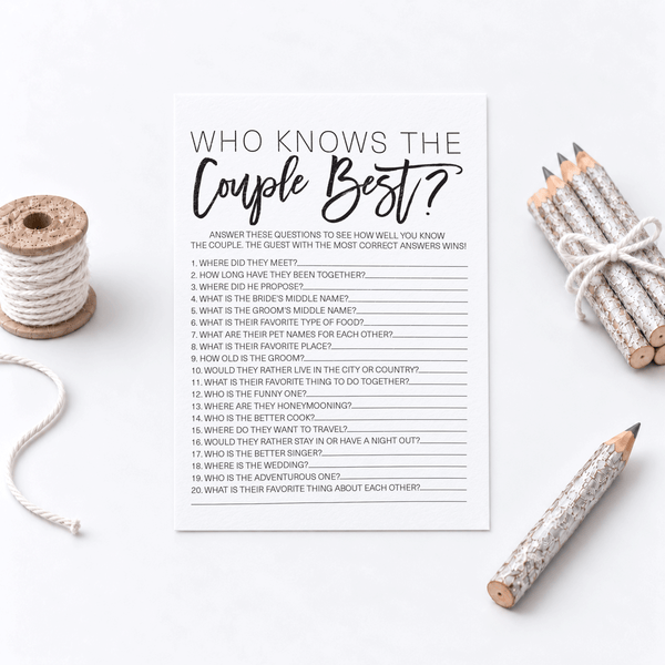 Who Knows The Couple Best Bridal Shower Game