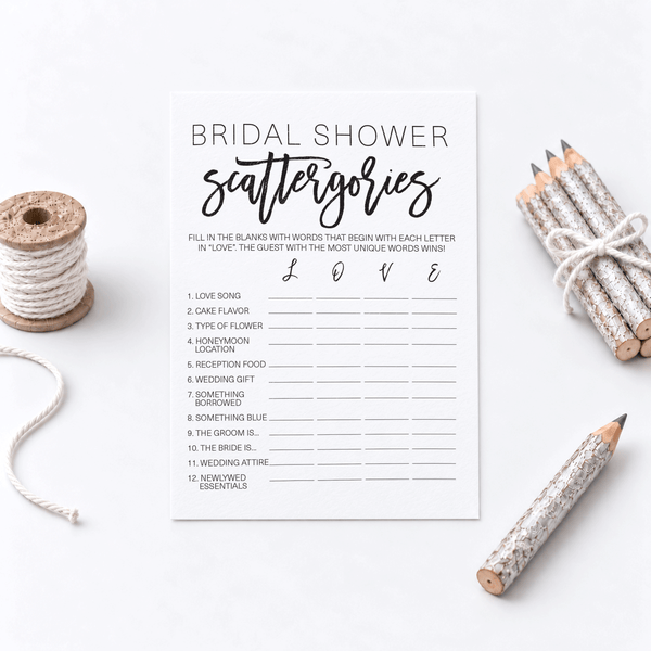 Bridal Shower Scattergories - Bridal Shower Game