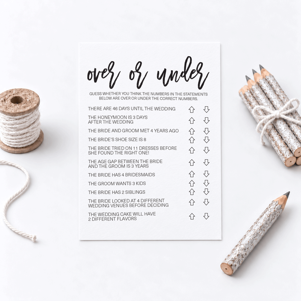Over or Under Bridal Shower Game