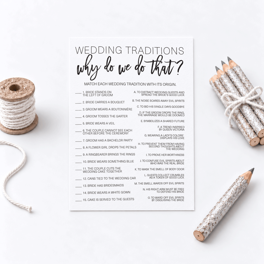 Wedding Traditions Bridal Shower Game