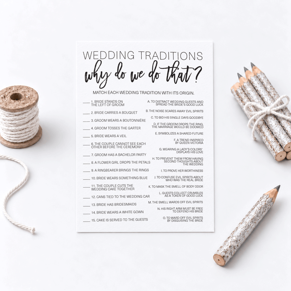 Wedding Traditions Bridal Shower Game