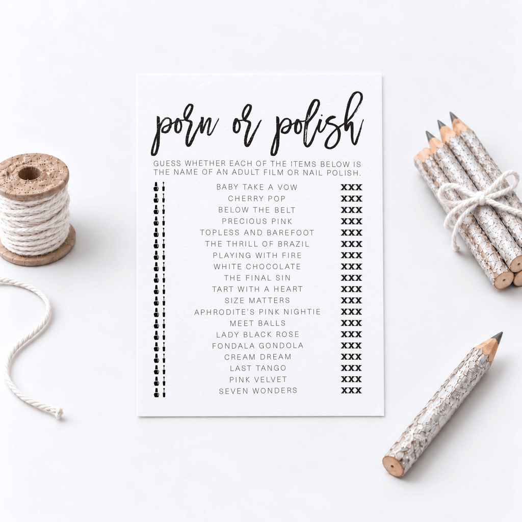 Porn Or Polish Bridal Shower Game