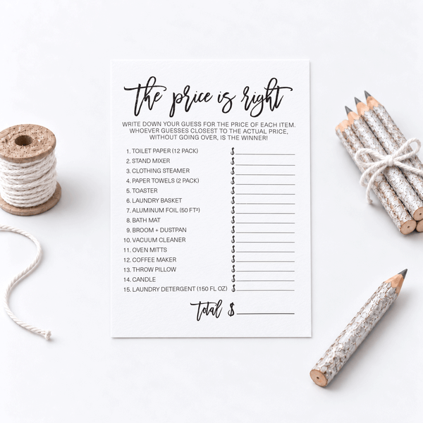 The Price Is Right Bridal Shower Game