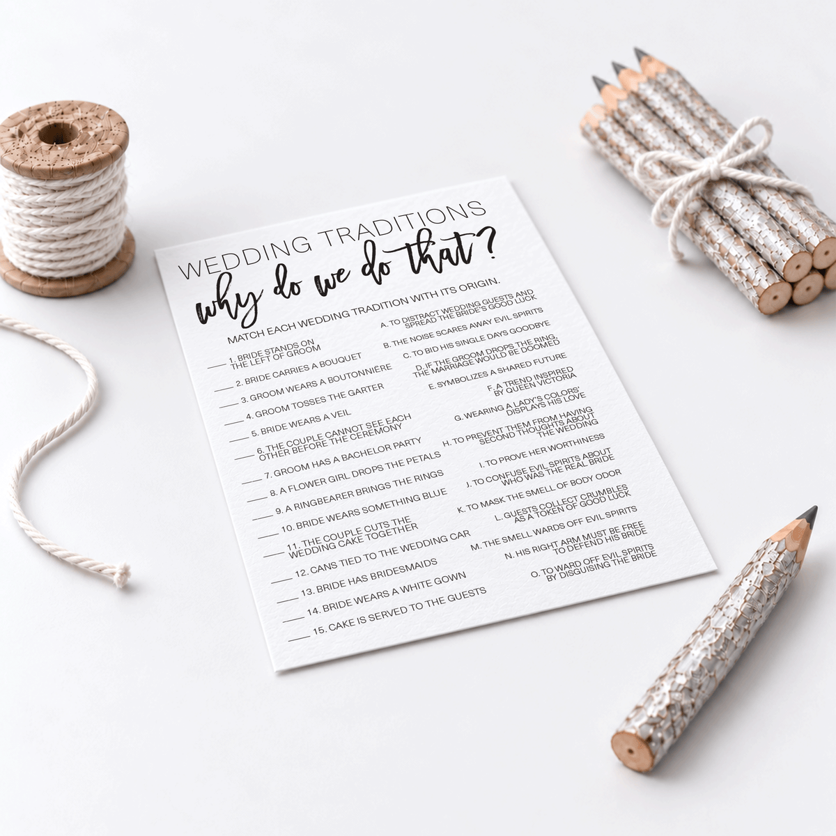 Wedding Traditions Bridal Shower Game