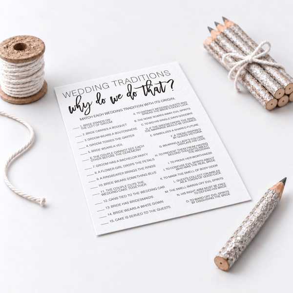 Wedding Traditions Bridal Shower Game