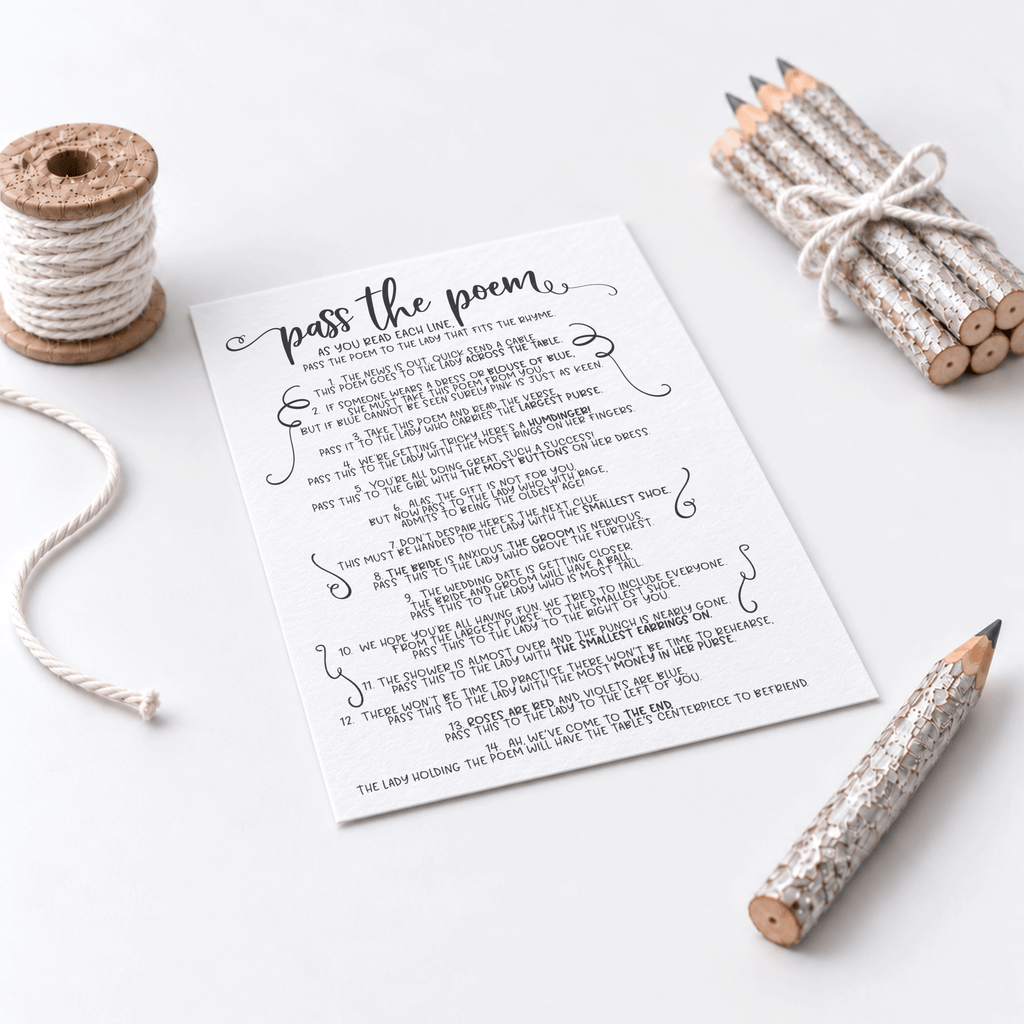 Pass The Poem Bridal Shower Game