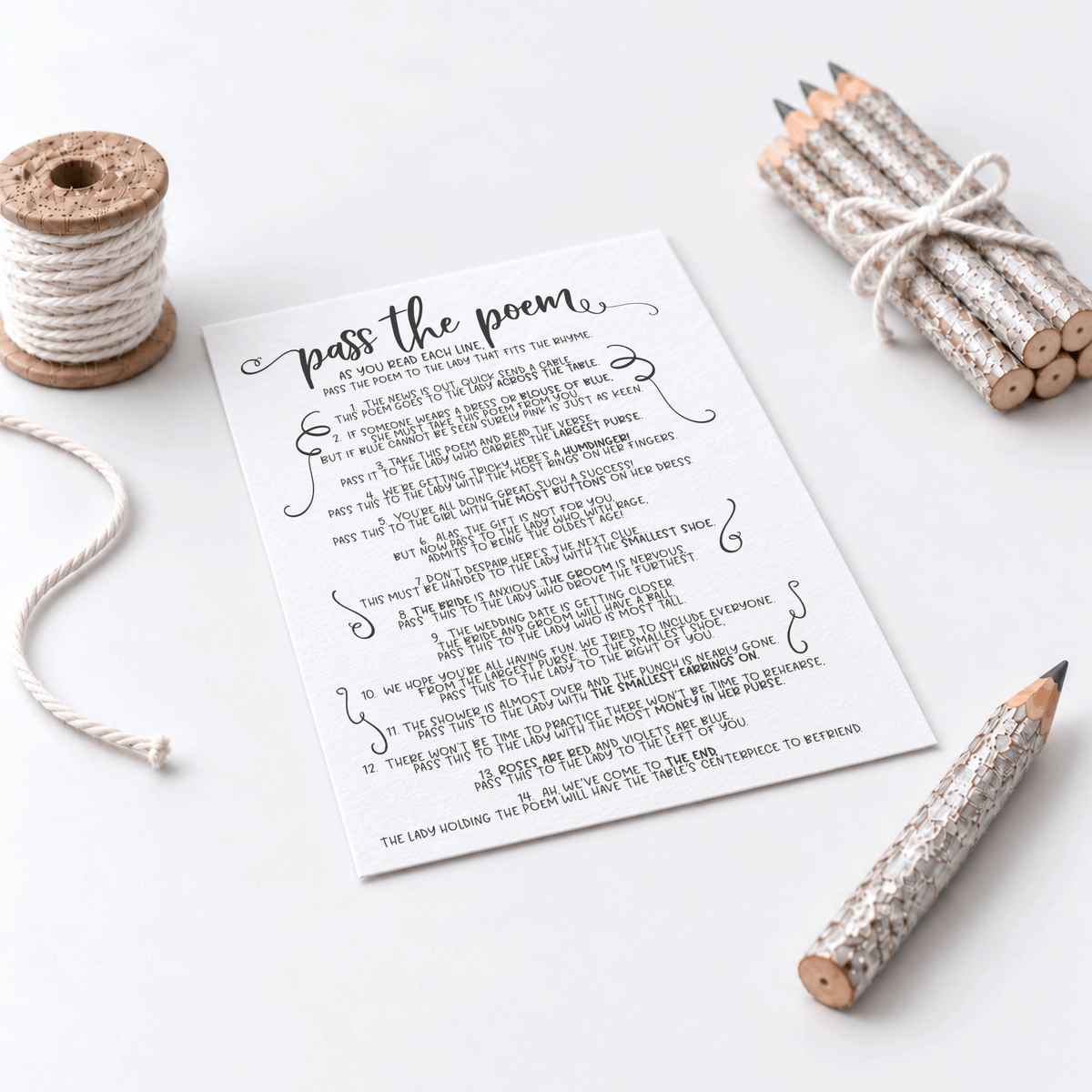 Pass The Poem Bridal Shower Game