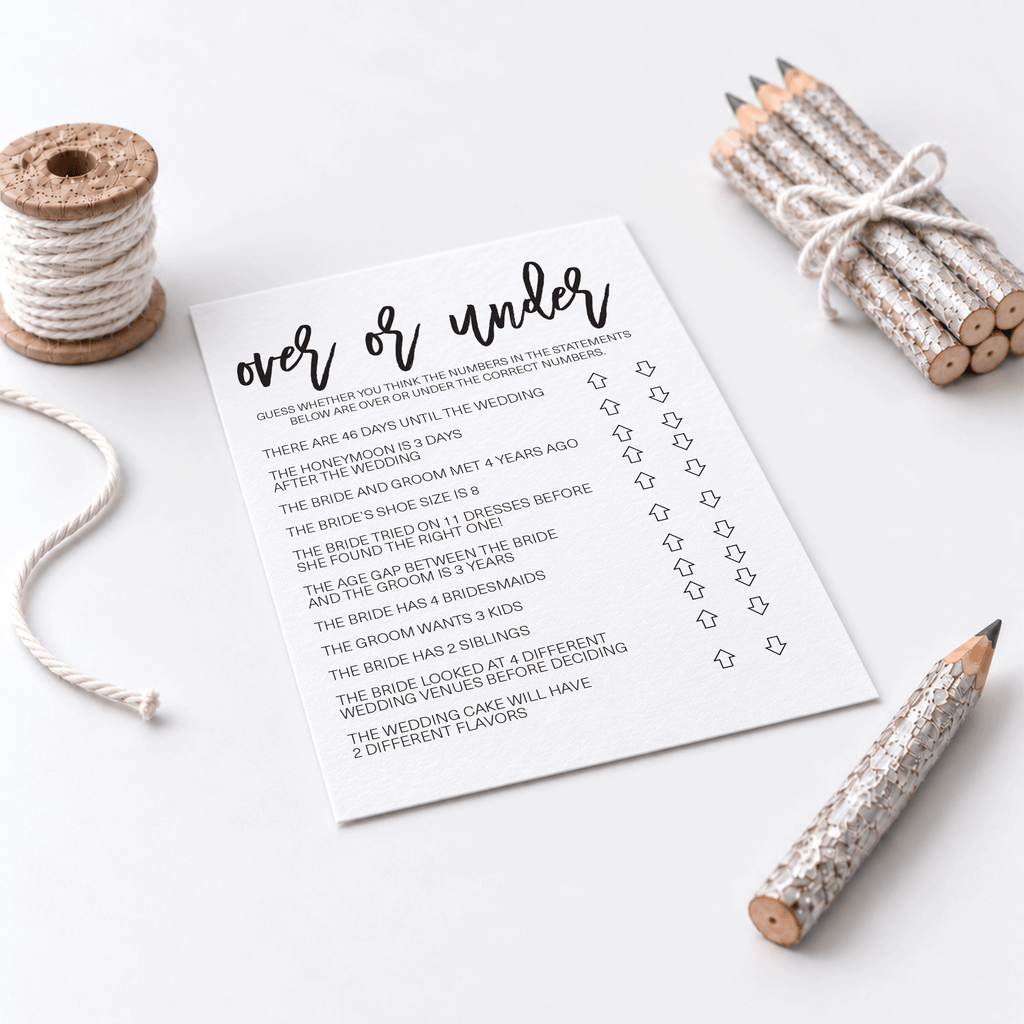 Over or Under Bridal Shower Game