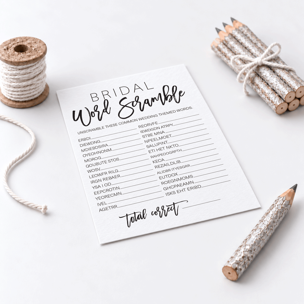 Bridal Word Scramble Bridal Shower Game