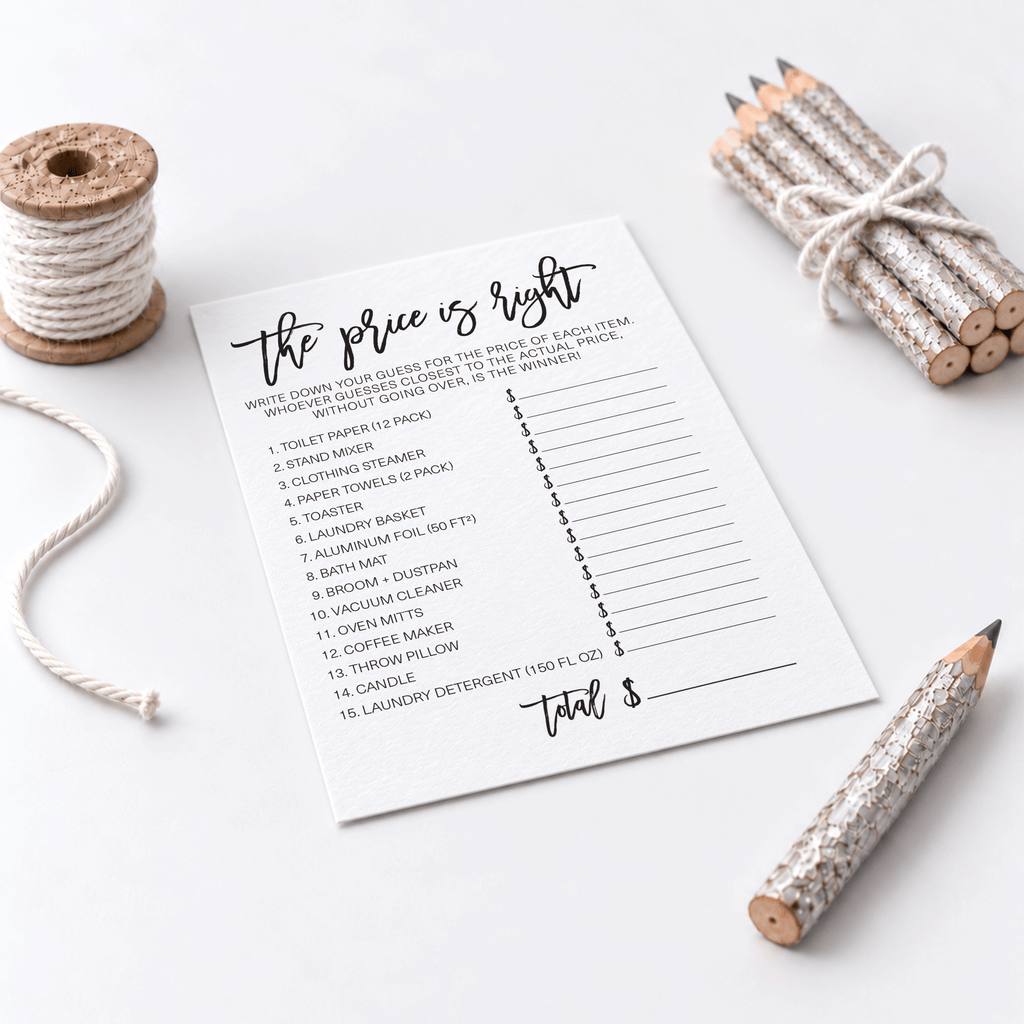 The Price Is Right Bridal Shower Game