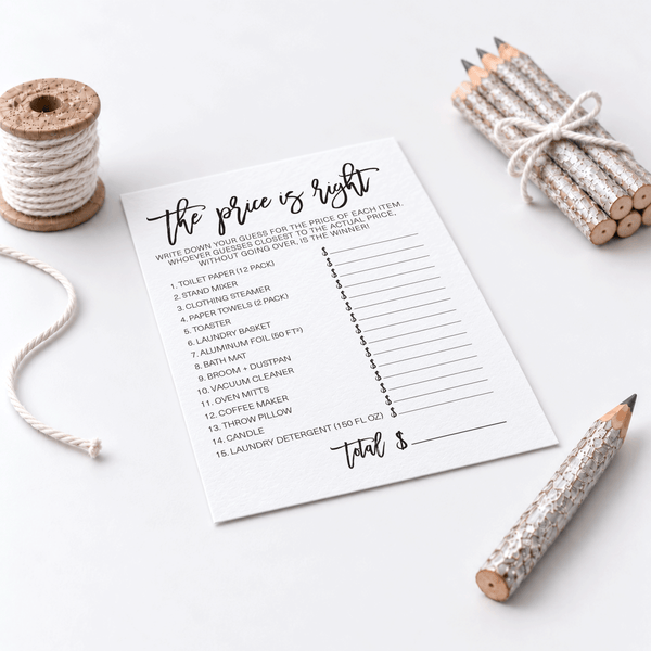 The Price Is Right Bridal Shower Game