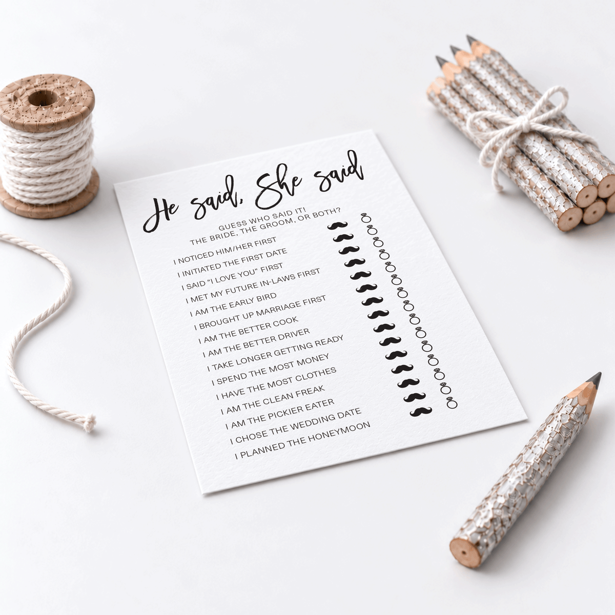 He Said She Said Bridal Shower Game