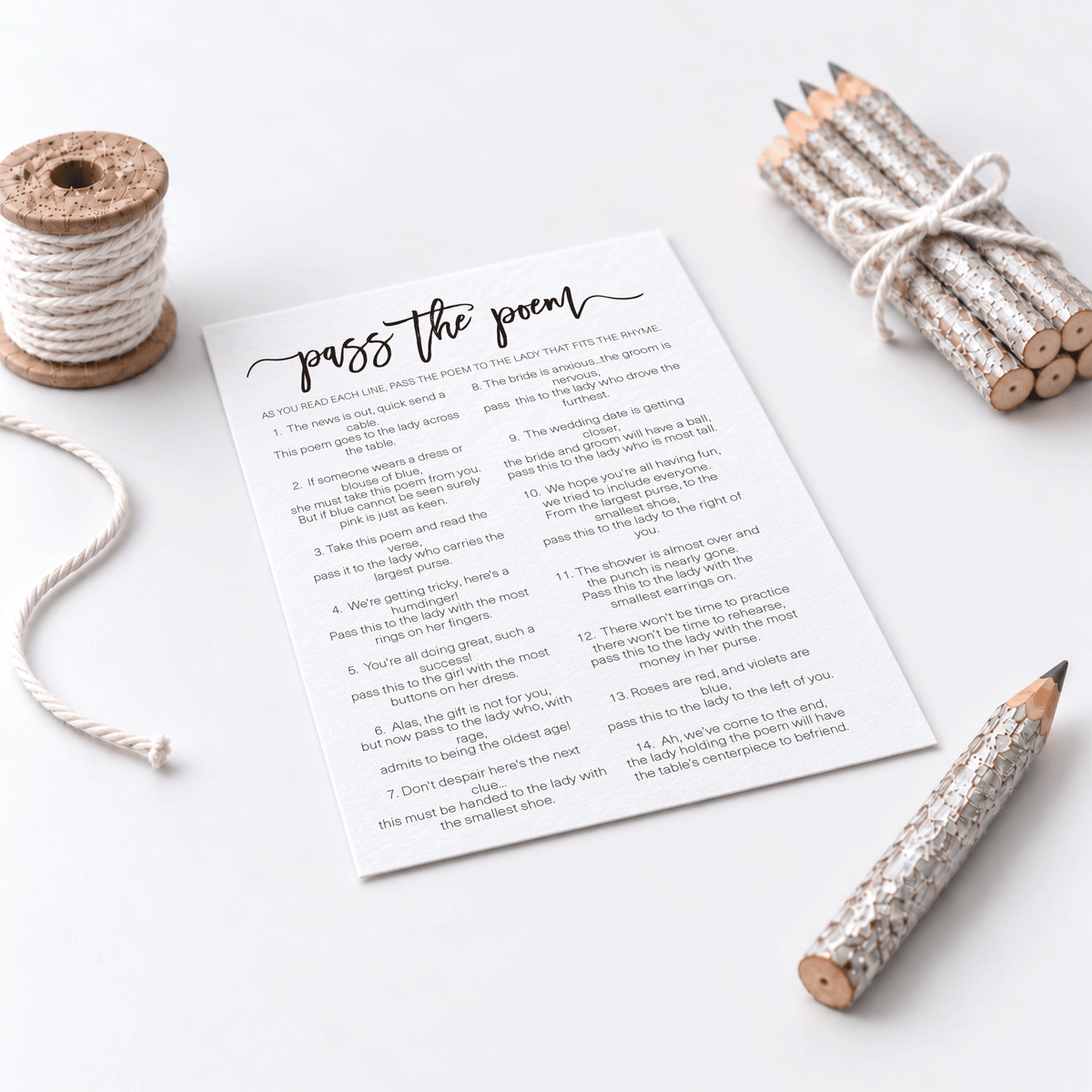 Pass The Poem Bridal Shower Game