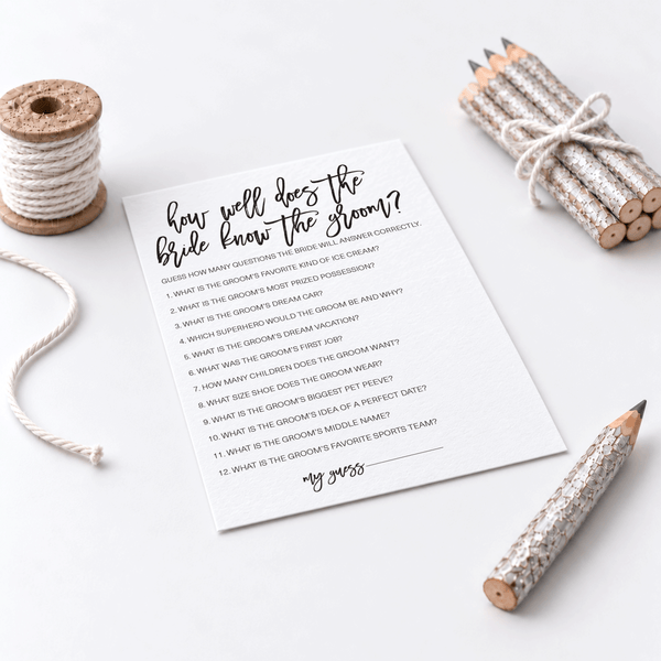 How Well Does The Bride Know The Groom Bridal Shower Game