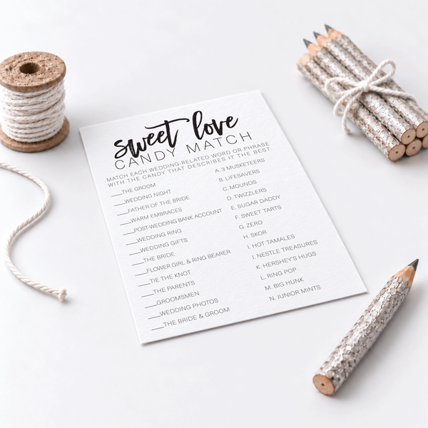 Sweet Love Candy Match Bridal Shower Game