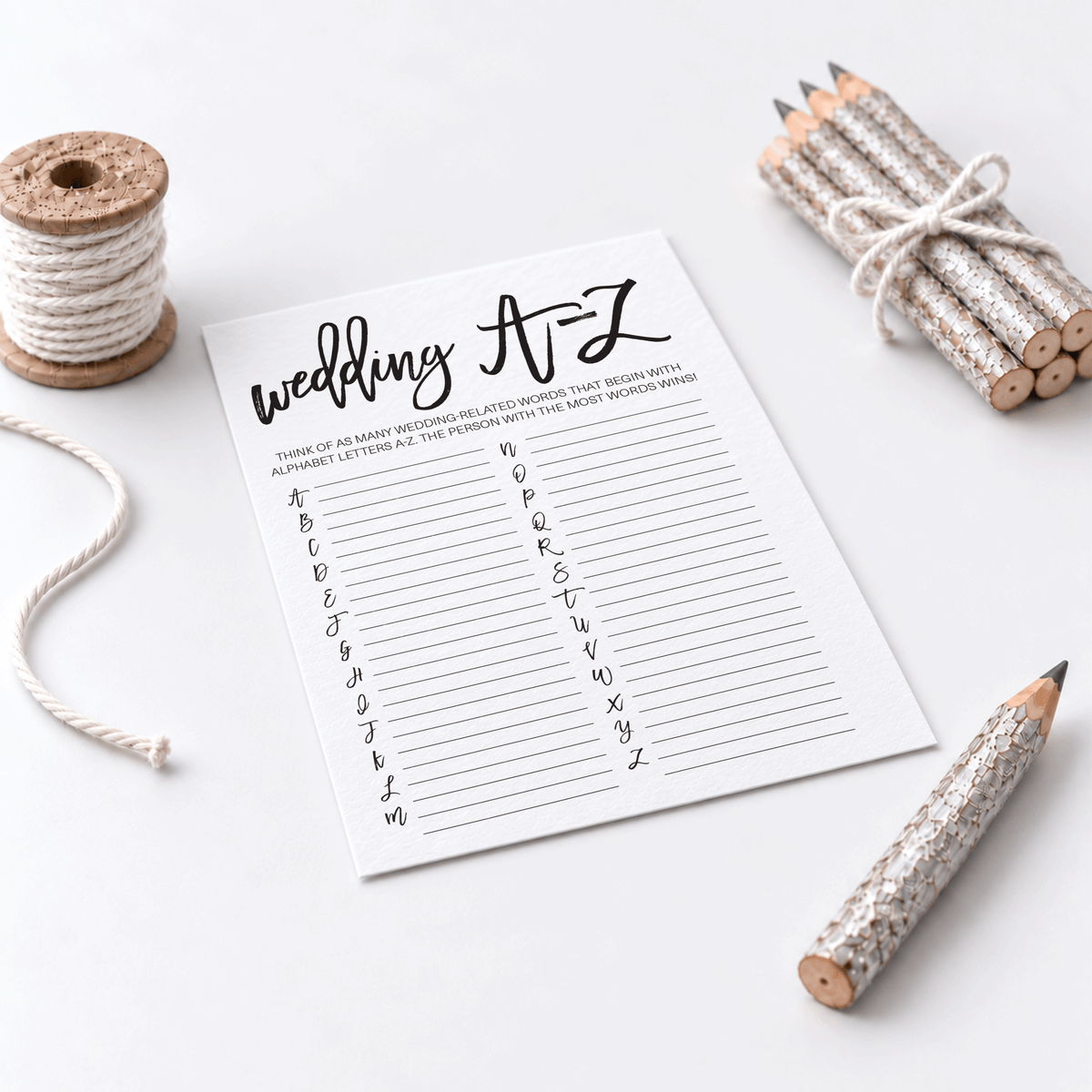 Wedding A-Z Bridal Shower Game