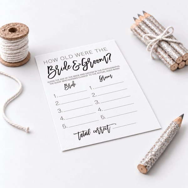 How Old Were The Bride And Groom Bridal Shower Game