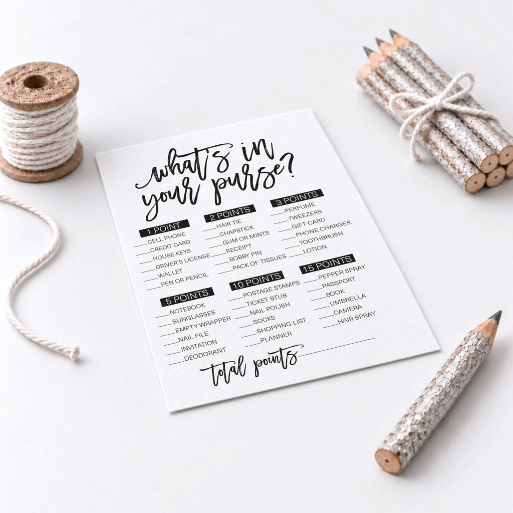 What's In Your Purse Bridal Shower Game