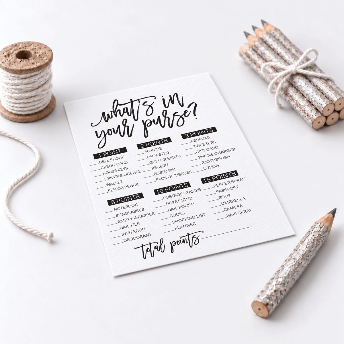 What's In Your Purse Bridal Shower Game