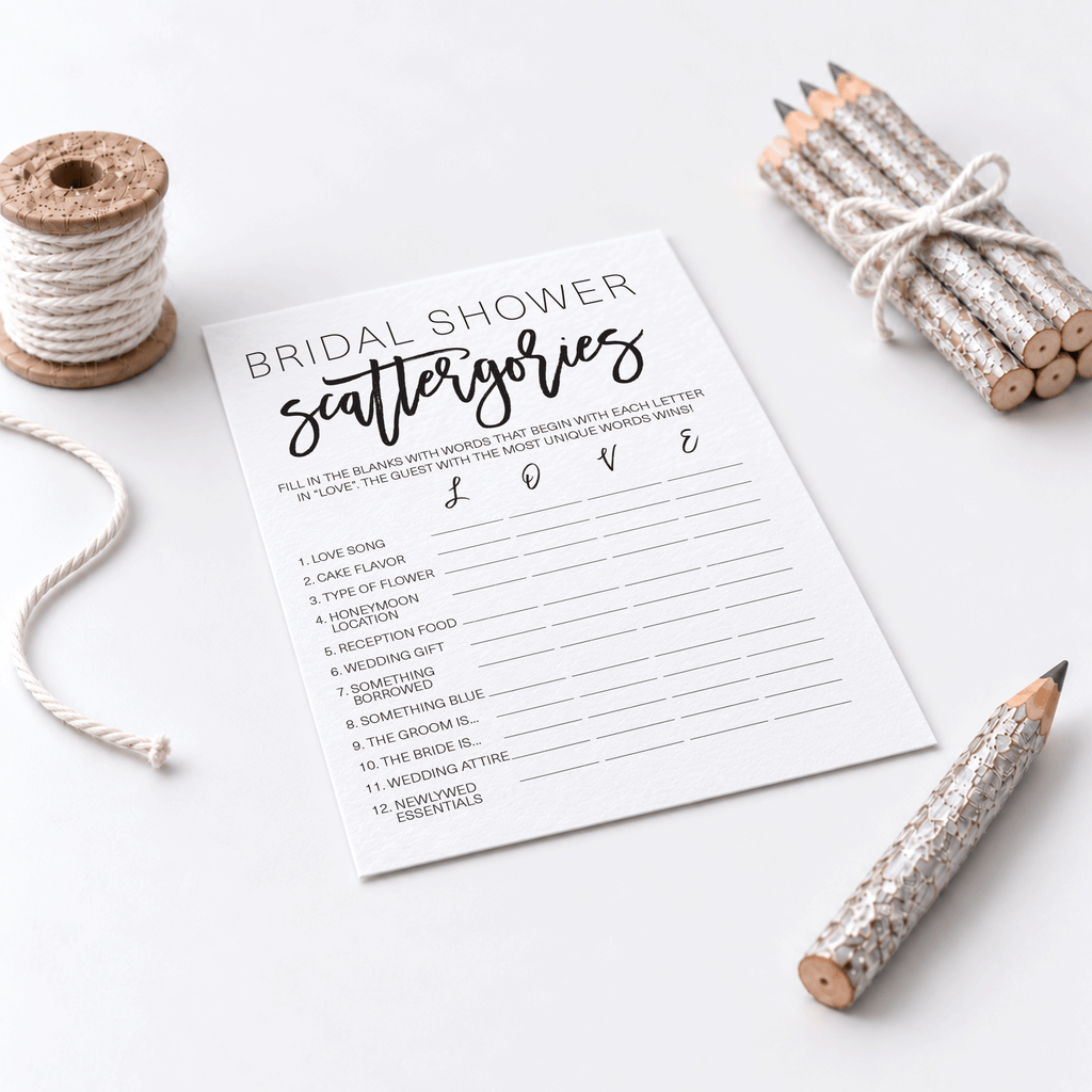 Bridal Shower Scattergories - Bridal Shower Game