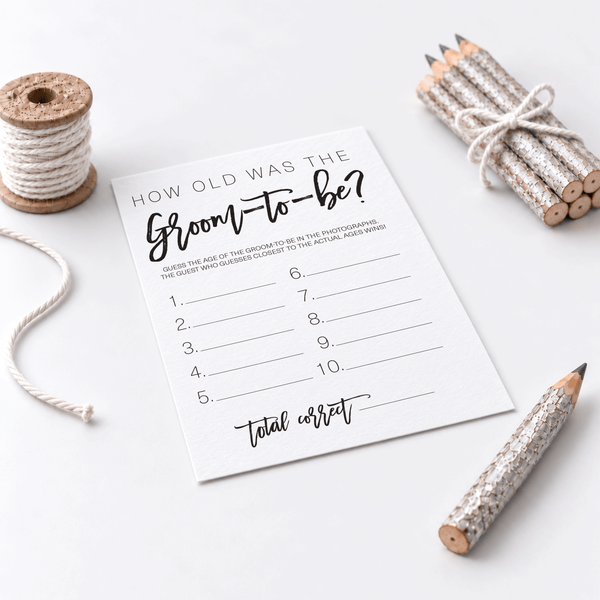 How Old was the Groom-to-be Bridal Shower Game