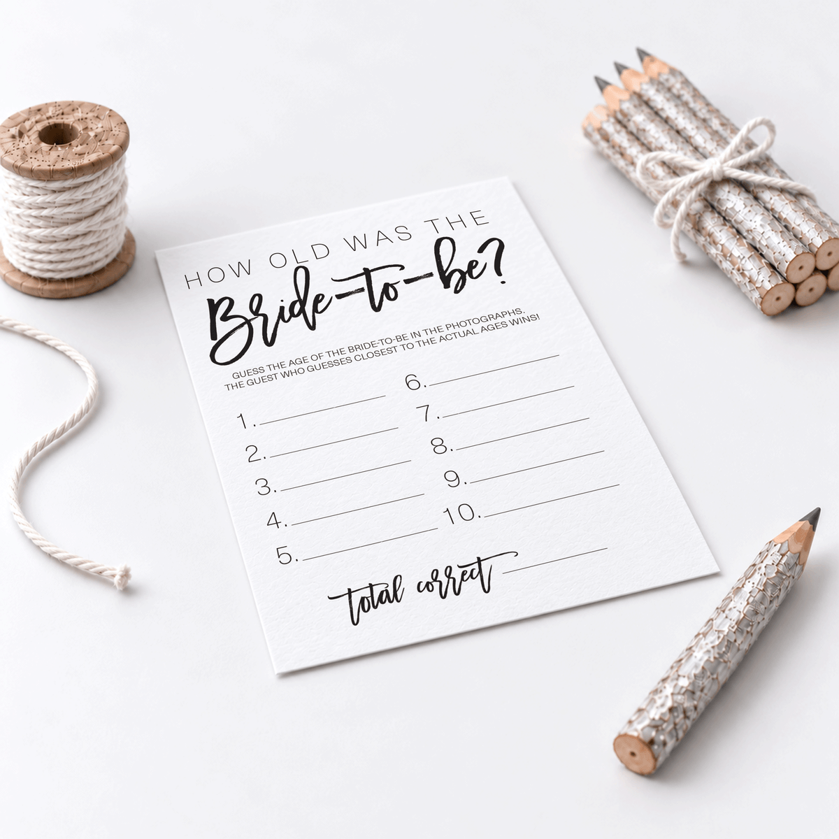 How Old was the Bride-to-be Bridal Shower Game