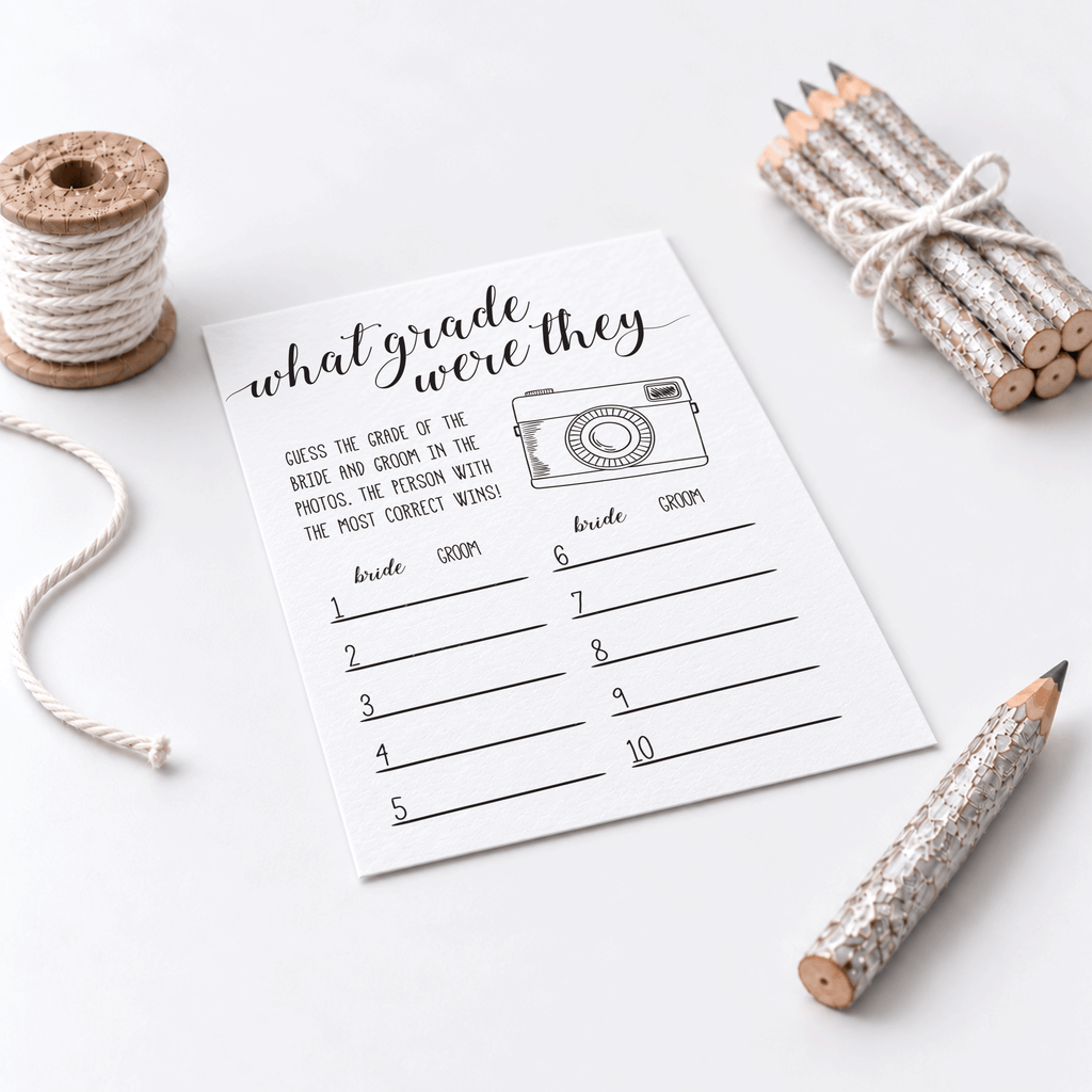 What Grade Were They Bridal Shower Game