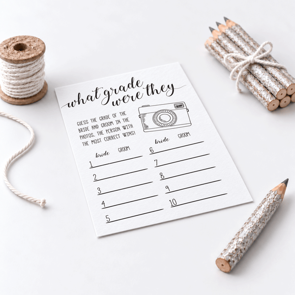 What Grade Were They Bridal Shower Game