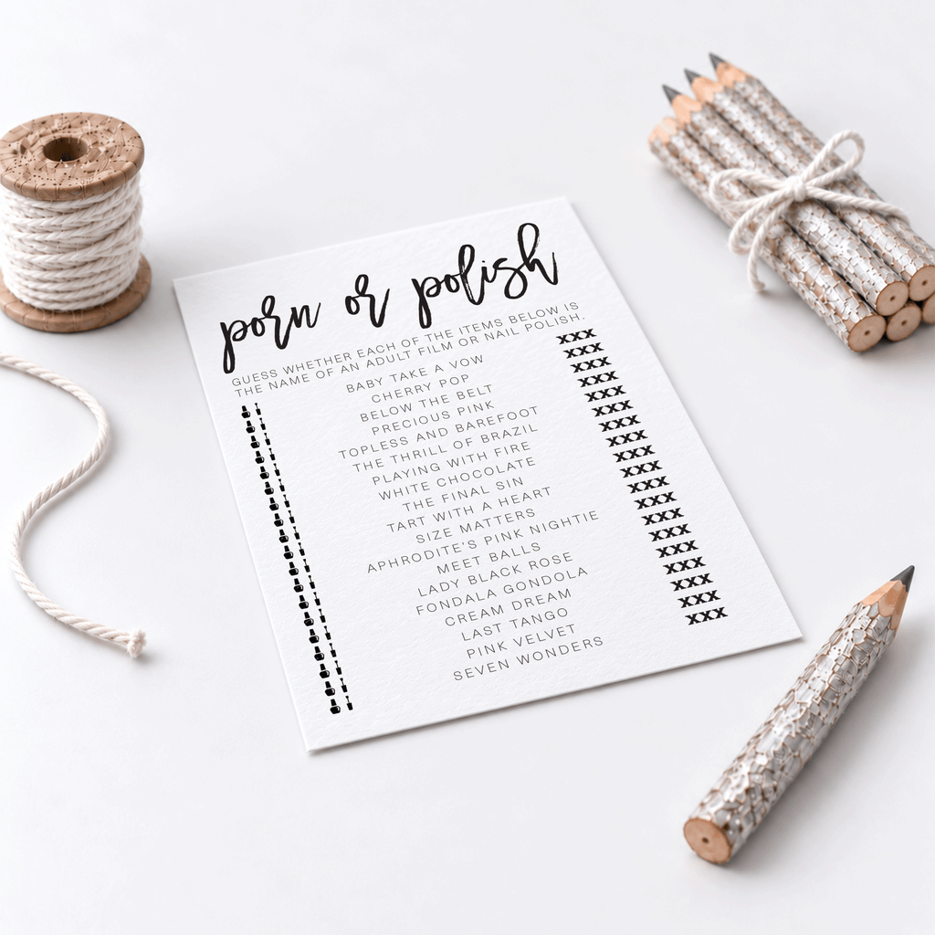 Porn Or Polish Bridal Shower Game