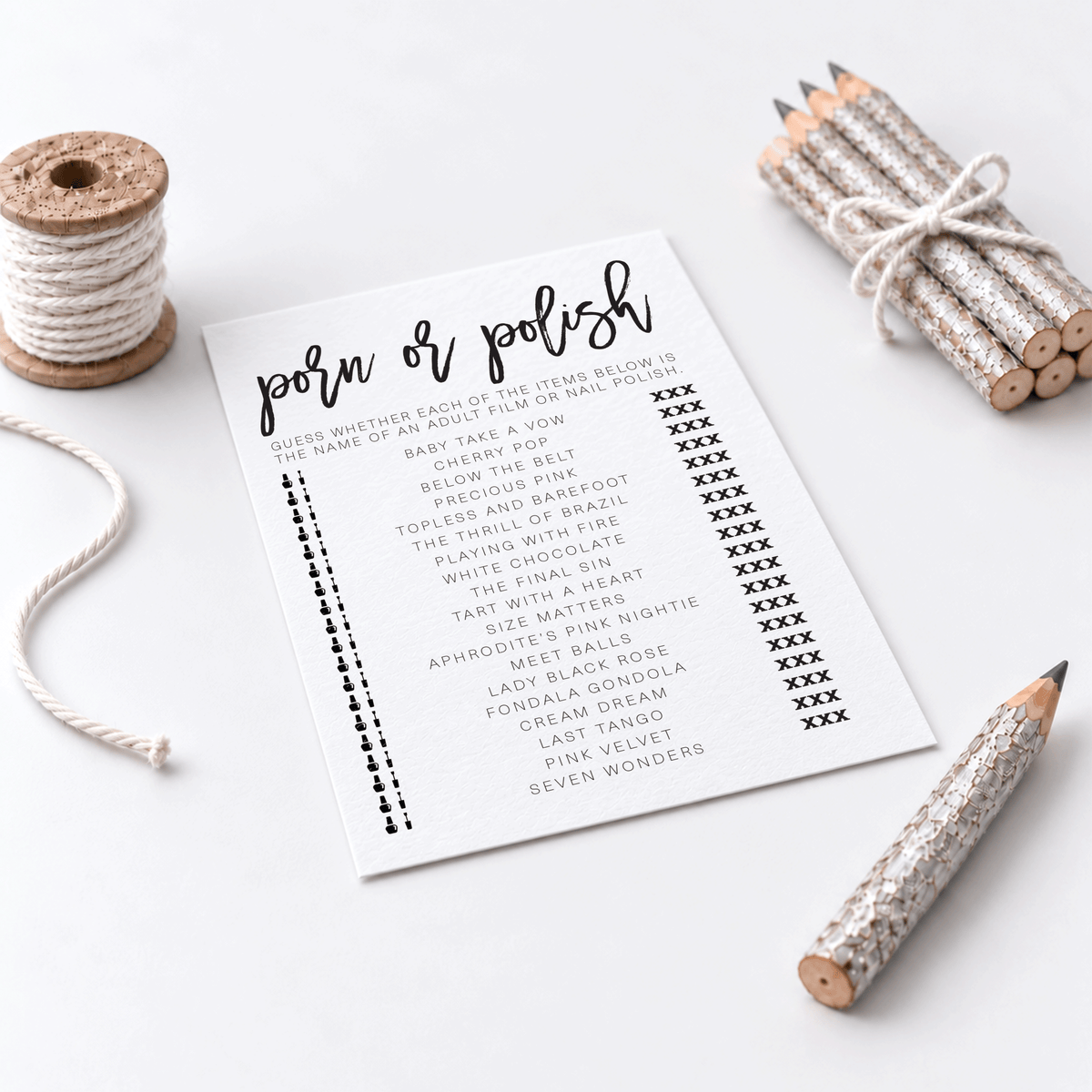 Porn Or Polish Bridal Shower Game