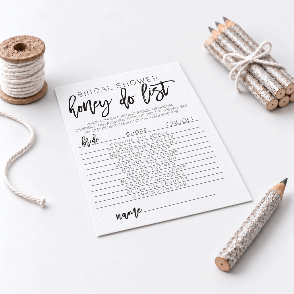 Bridal Shower Honey Do List Game